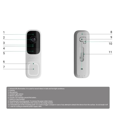 4 MP Doorbell with Integrated AI Ajax white Color