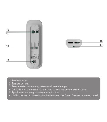 Sonnette 4 MP avec IA Ajax intégrée, couleur grise