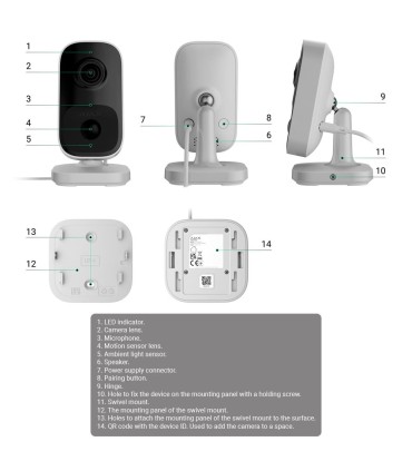 Ajax IndoorCam Black — 4 MP Indoor Wi-Fi Camera with AI