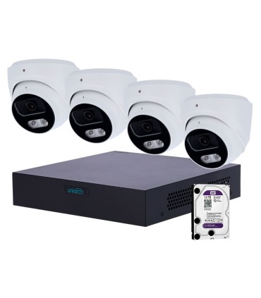 NVRKIT108T-4 - Kit Uniarch 4 Cámaras Turret 4MP PoE | Lisintec