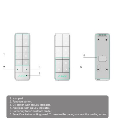 Teclado para exterior IP66/IK08 com leitor RFID cor cinza Ajax Fibra