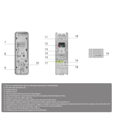 Teclado para exterior IP66/IK08 com leitor RFID cor cinza Ajax Fibra