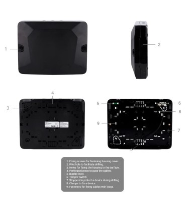 Carcasa con dos espacios para módulos Fibra color negro