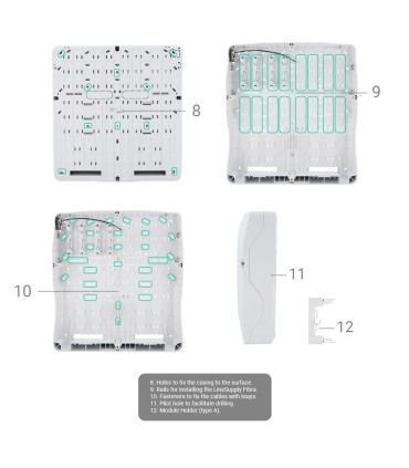 Housing with 8 slots for Fiber modules White Colour
