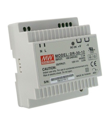 Power supply switched to DIN rail