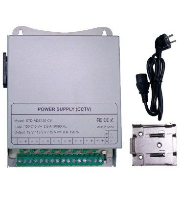 Source d'alimentation commuée Sortie DC 12 V 10 A / 120 W 8 Sorties