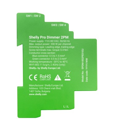Dimmer Doble Profesional Shelly Pro Dimmer 2PM