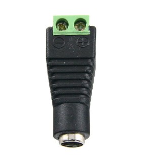 Conector DC hembra con salida +/- de 2 terminales.