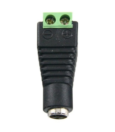 Conector DC hembra con salida +/- de 2 terminales.